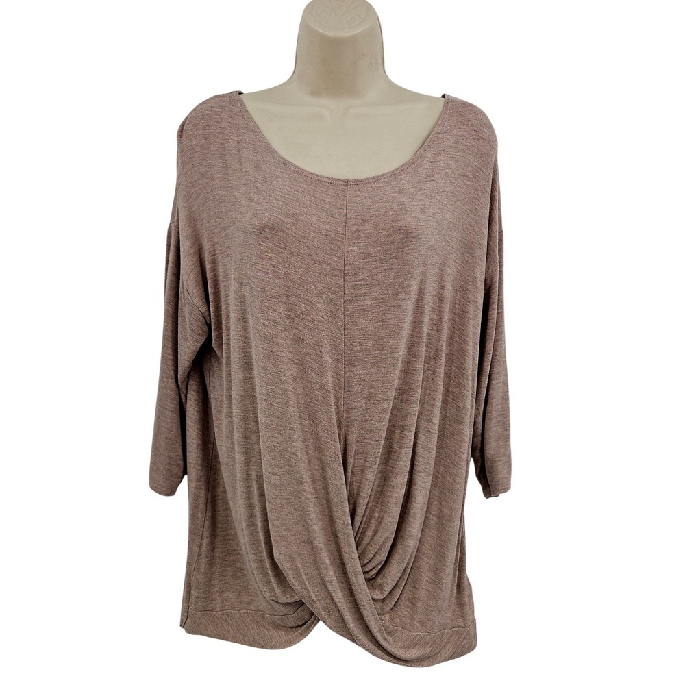 St. Tropez West Modal Top Women L Mauve Heather‎ Twist Front Feminine Lagenlook